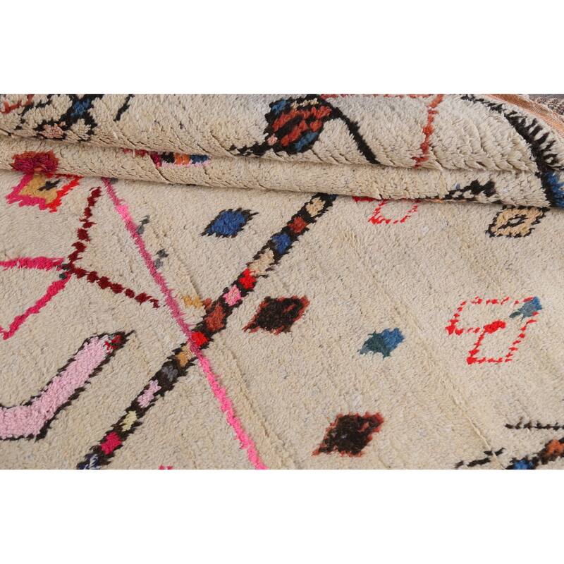 Tribal Oriental Moroccan Geometric Area Rug Hand-knotted Wool Carpet - 6'1" x 9'5"