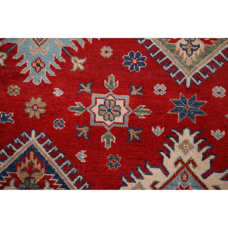 Red Kazak Area Rug Hand-Knotted Oriental Wool Carpet - 6'5" x 9'9"
