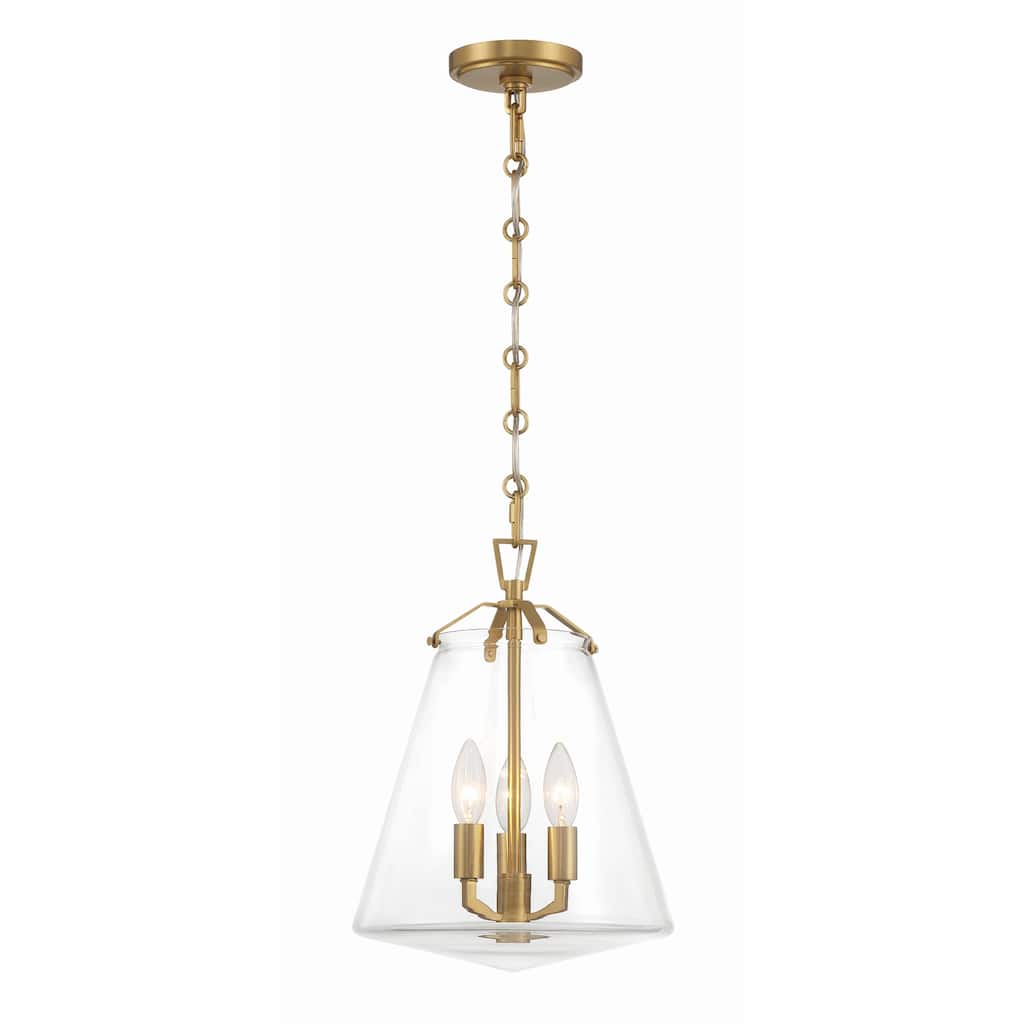 Voss 3 Light Luxe Gold Mini Chandelier - 11"W x 14.75"H x 11"D