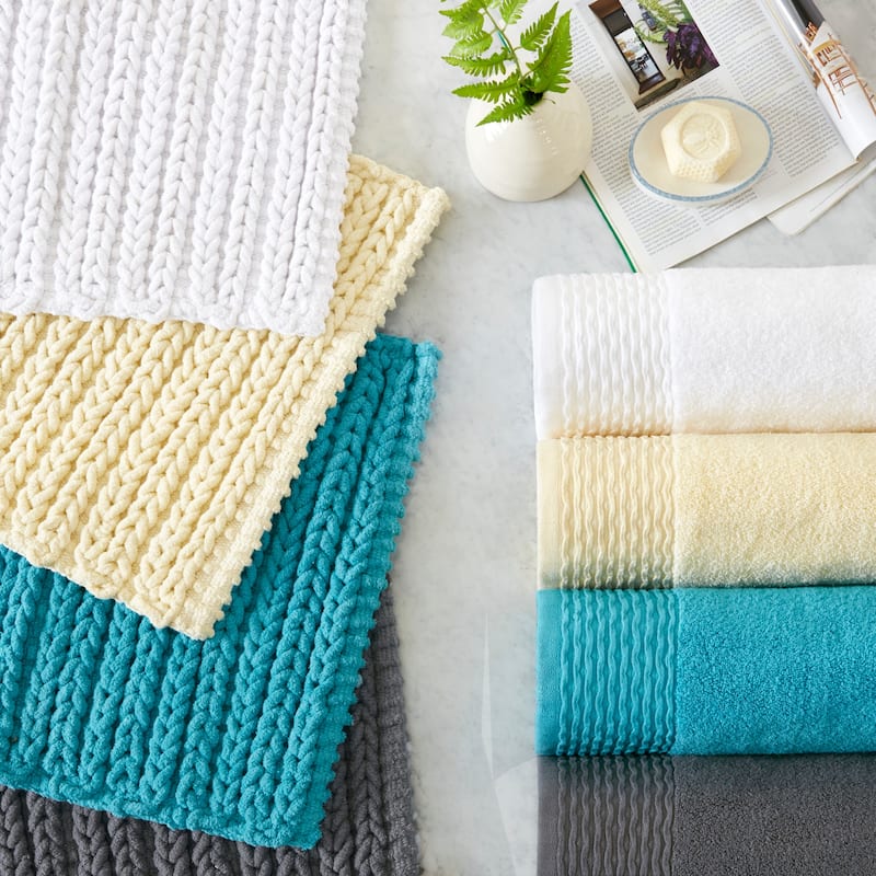 Madison Park Copula Dyed Cotton Chenille Chain Stitch Rug