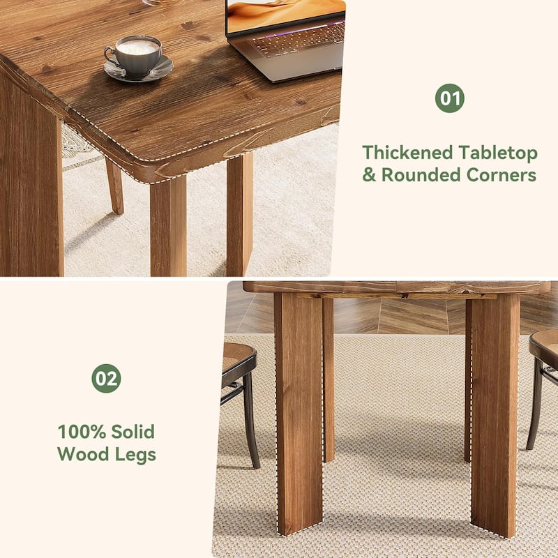 31.5-Inch Solid Wood Square Dining Table with Sturdy Legs for Dinner