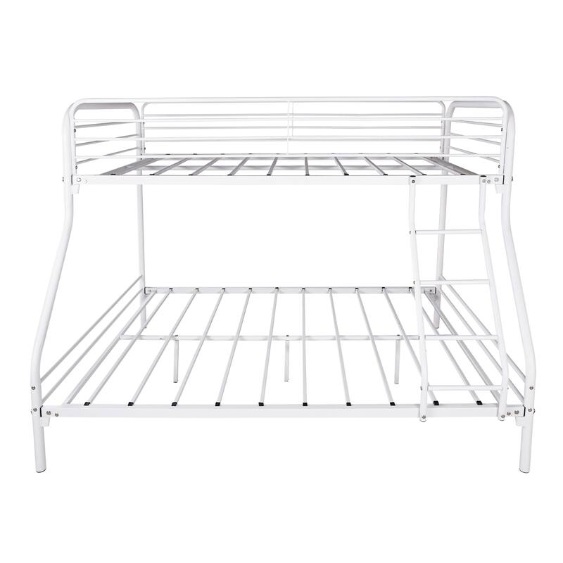 Heavy Duty Twin-Over-Full Metal Bunk Bed with Inclined Ladder, Safety Guardrails & Under-Bed Storage - No Box Spring Needed