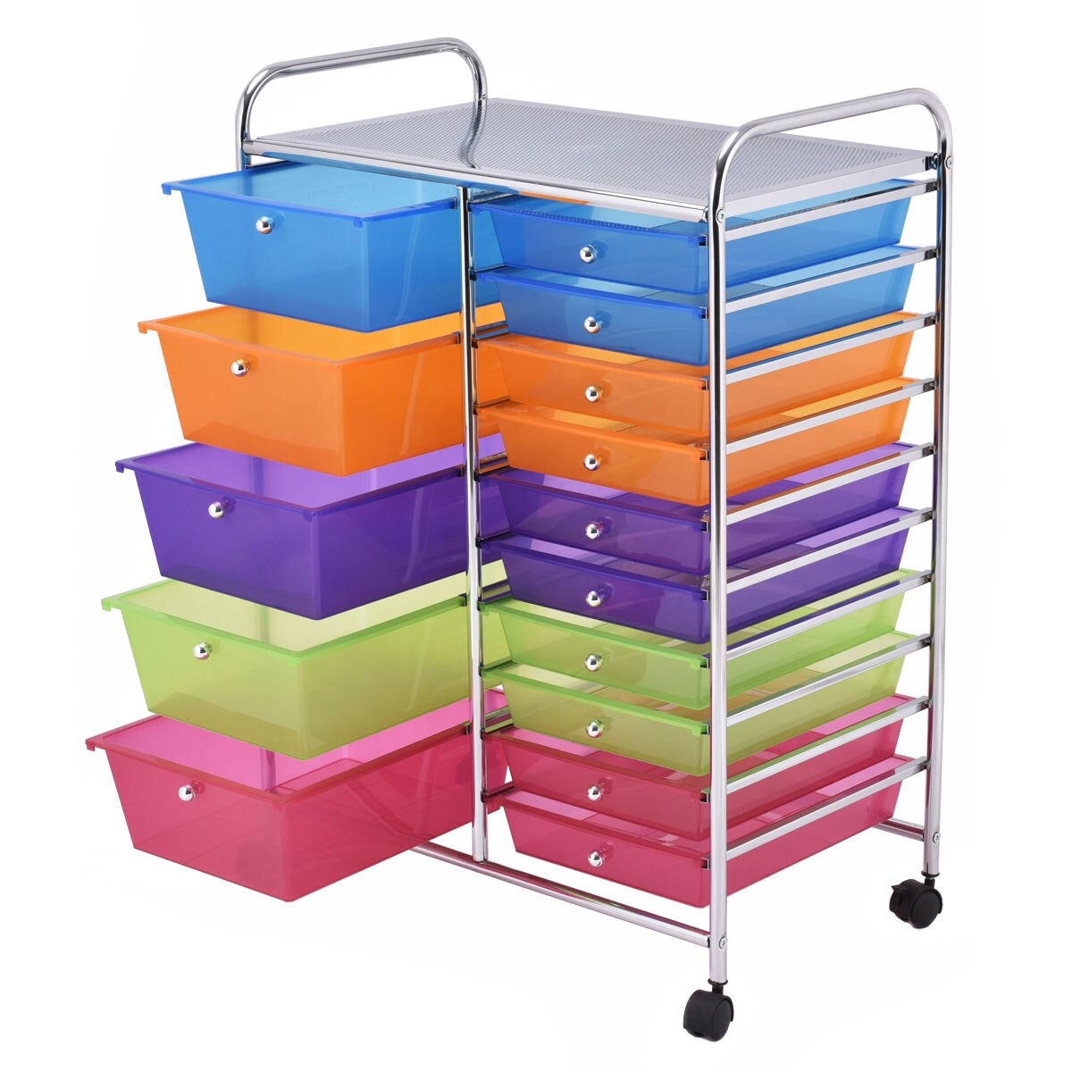 Shop Gymax Rolling Storage Cart 15 Drawers Organize Shelf Office