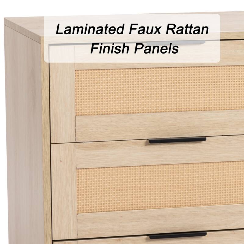 Chest Of Dresser Storage Tower Cabinet Bedroom Organizer Rattan Dresser