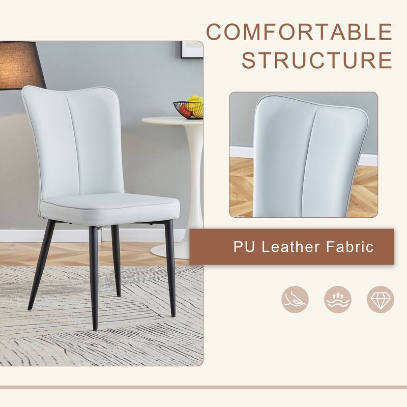 3-Piece Circular Dining Table and Chairs Set with Leather Dining Chair