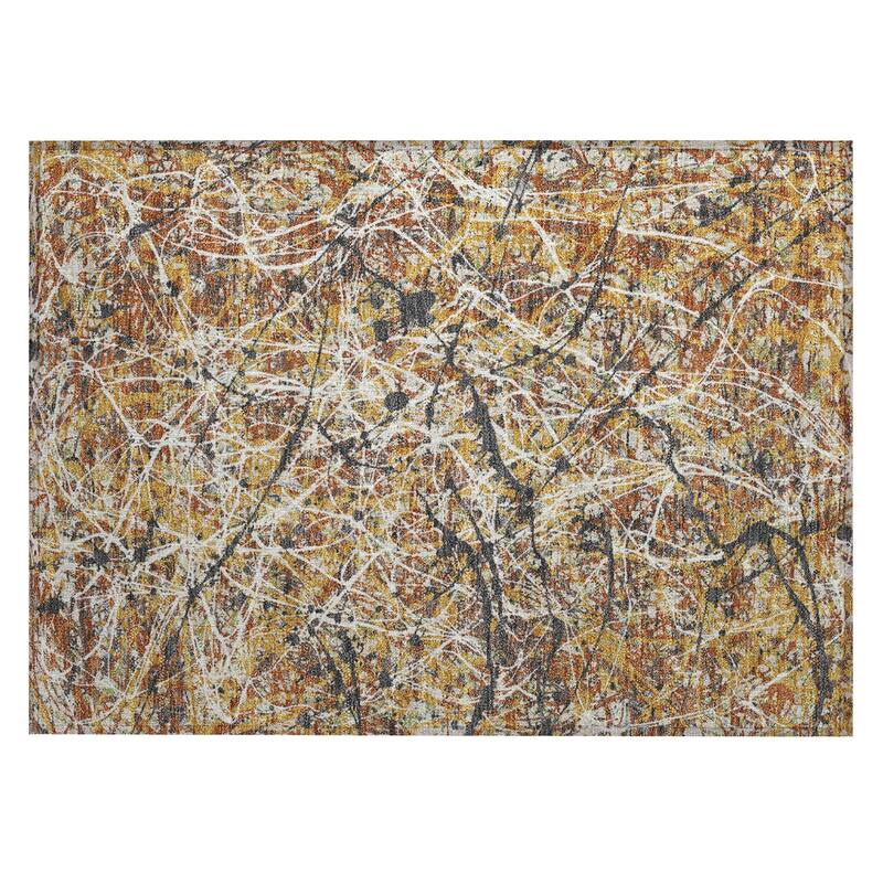 Machine Washable Indoor/ Outdoor Modern Splatter Chantille Rug