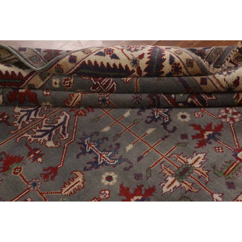 Gray Oushak Indian Area Rug Hand-Knotted Wool Carpet - 7'9"x 9'10"