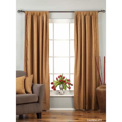 Taupe Tab Top Velvet Curtain / Drape / Panel - Piece