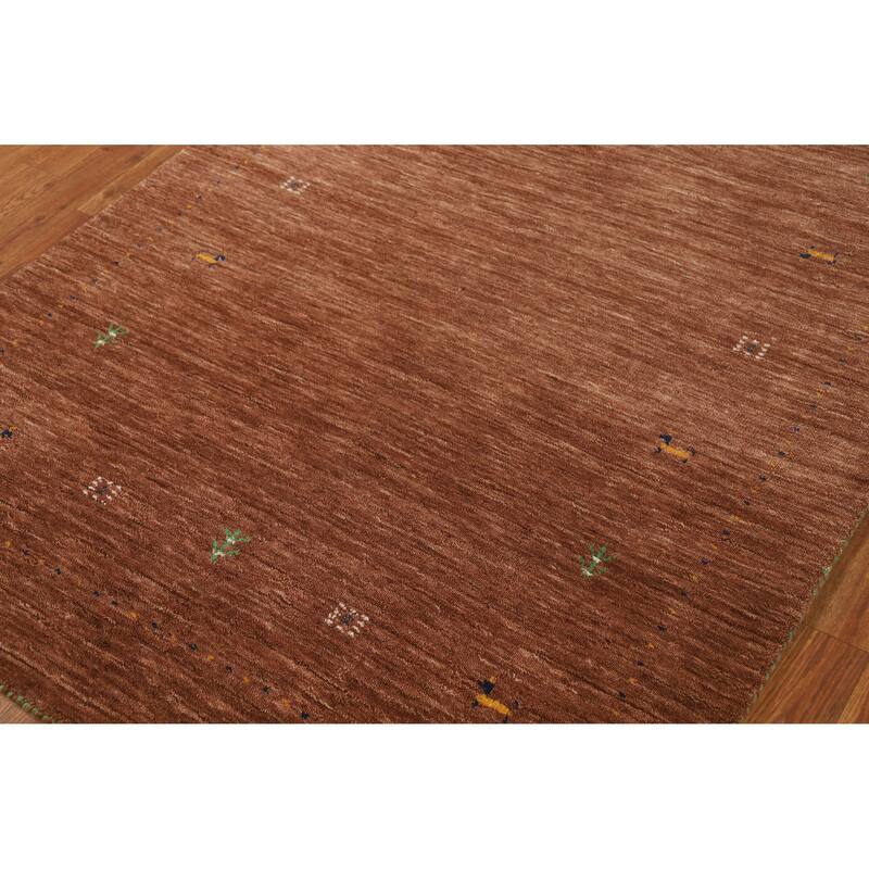 Hand Knotted Oriental 100% Wool Carpet Tribal Animal Pictorial Brown Gabbeh Area Rug - 5' 10'' X 4' 0''