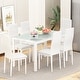 preview thumbnail 19 of 22, Grondin Modern Style 7-Piece Dining Room Table Set with Tempered Glass Tabletop and 6 PU Leather Upholstered Chairs