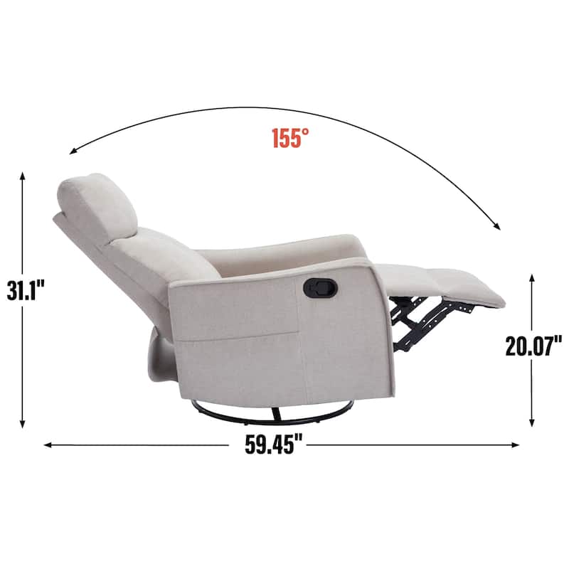 8 Point Vibration 360° Swivel Massage Chair, Adjustable Backrest Manual Recliner Chair with Massage and Lumbar Heating