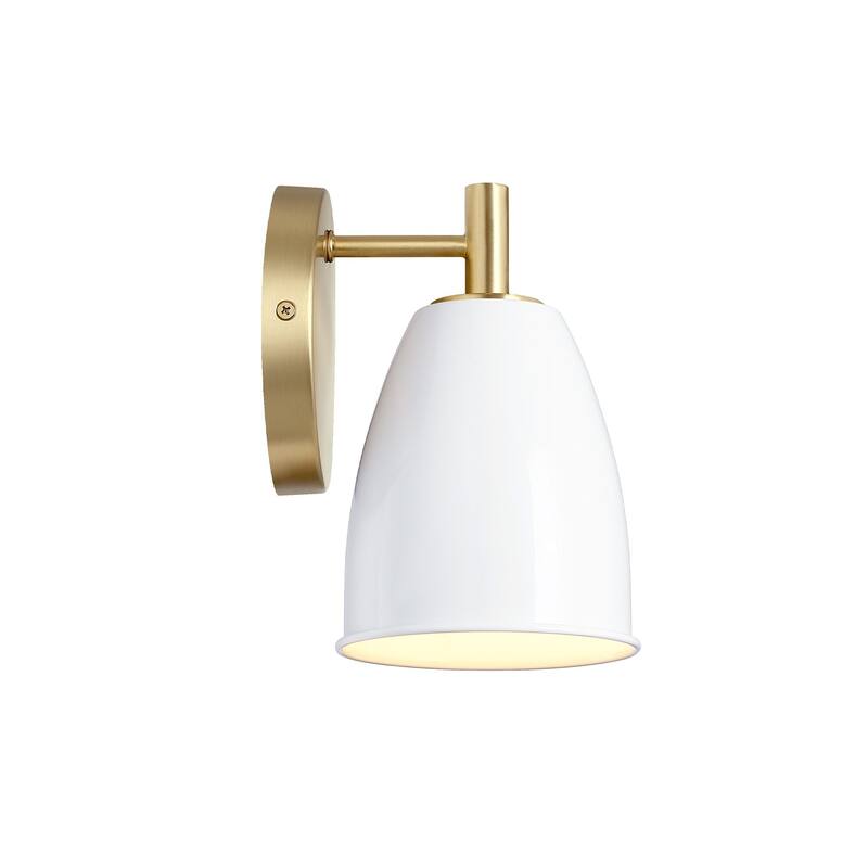 Biba 8 in. 1-Light Brushed Gold Modern Wall Sconce Light Ice Mist Metal Shades