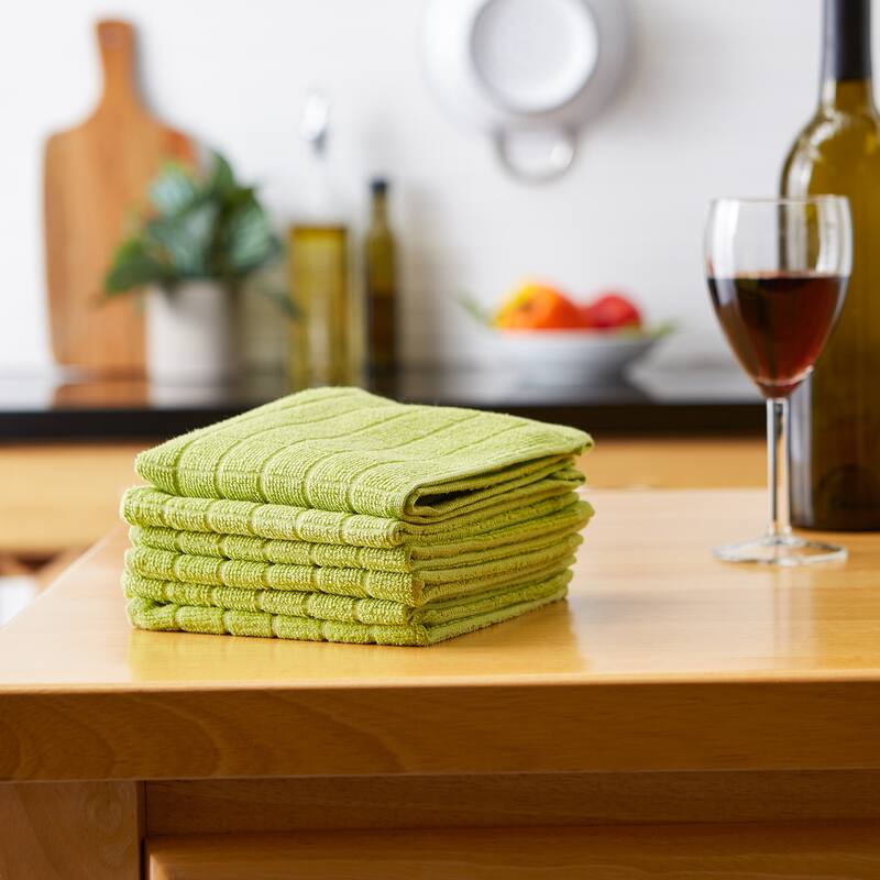 DII Solid Windowpane Terry Dishcloth Set of 6
