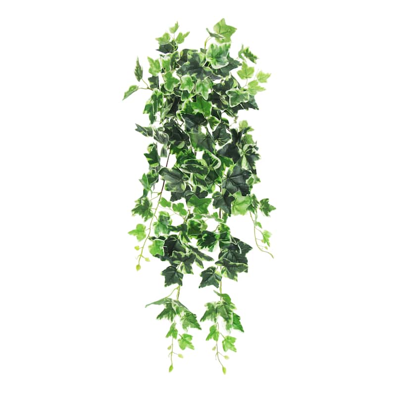 Artificial Variegated English Ivy Leaf Vine Hanging Plant Greenery Foliage Bush 32in - 32" L x 12" W x 6" DP