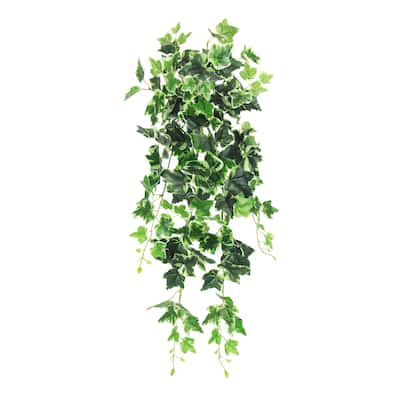 Artificial Variegated English Ivy Leaf Vine Hanging Plant Greenery Foliage Bush 32in - 32" L x 12" W x 6" DP