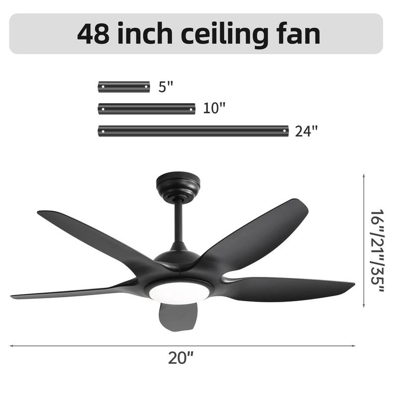 Sofucor Fan 48 Inch Ceiling Fans w/ Lights & Remote Indoor Outdoor Ceiling Fan Energy Saving