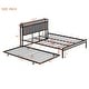 preview thumbnail 14 of 12, Platform Bed Frame with Trundle, USB Portst - Queen - Black