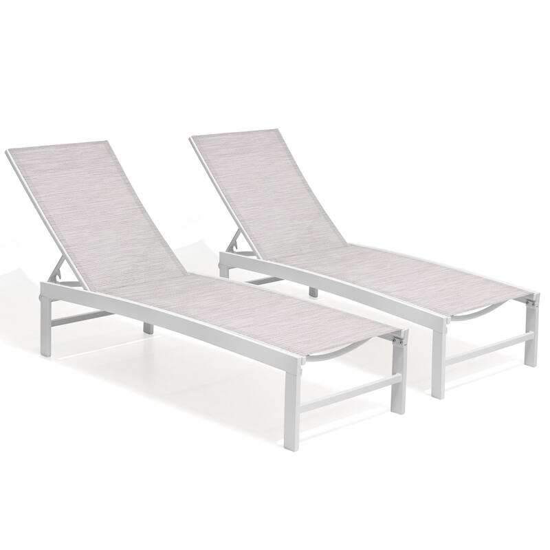 Outdoor Adjustable Aluminum Chaise Lounge Chairs for Patio Pool Terrace - See Picture