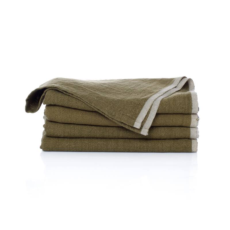 Caravan Chunky Linen Napkins - Set of 4 - Forest Green - Set of 4 - Green