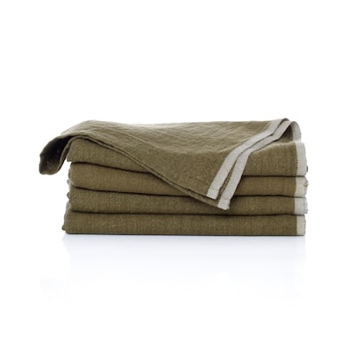 Caravan Chunky Linen Napkins - Set of 4 - Forest Green