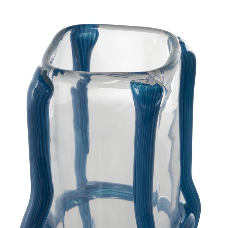 Black or Blue Recycled Glass Handmade Tall Vase with Black or Blue Glass Framing