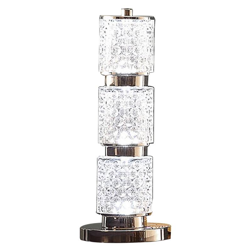 Siri 19 Inch Table Lamp with LED Glass Shade, Metal Base, Nickel Finish - Clear, Nickel