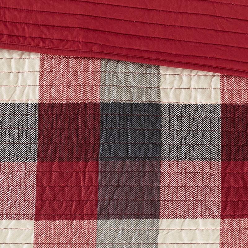 GDF Studio - Ridge Printed Herringbone Reversible Quilt Set with Throw Pillows
