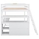 preview thumbnail 6 of 6, White Modern Pine Wood Loft Bed with Desk, Shelves, and Two Built-in Drawers