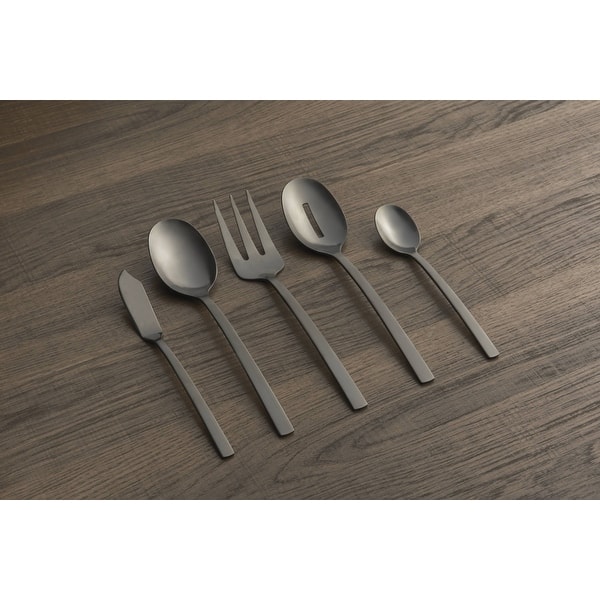 Cambridge Beacon Black Satin 45-Piece Flatware Set