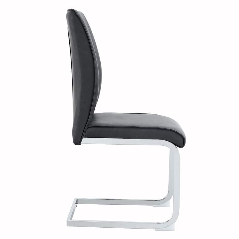 4PCS PU Dining Chairs With Silver Legs