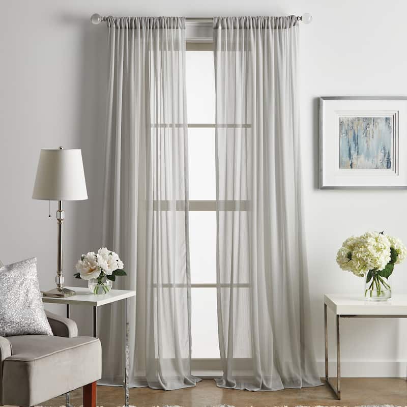 Martha Stewart Glacier Sheer Rod Pocket Curtain Panel Pair