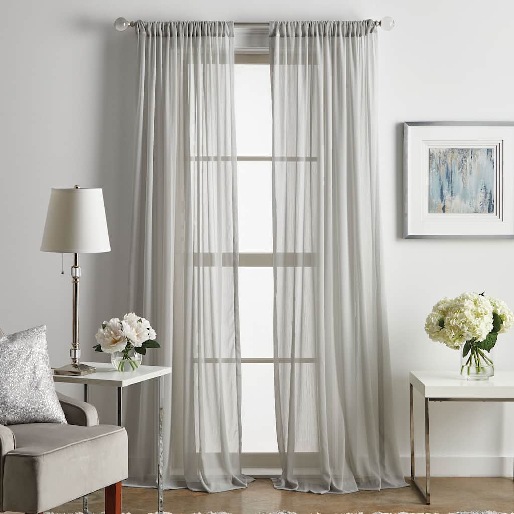 Martha Stewart Glacier Sheer Rod Pocket Curtain Panel Pair