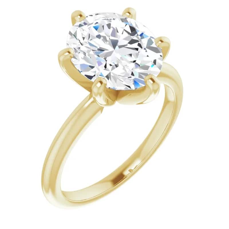 3 Ct Oval Moissanite Solitaire Engagement Ring Yellow Gold