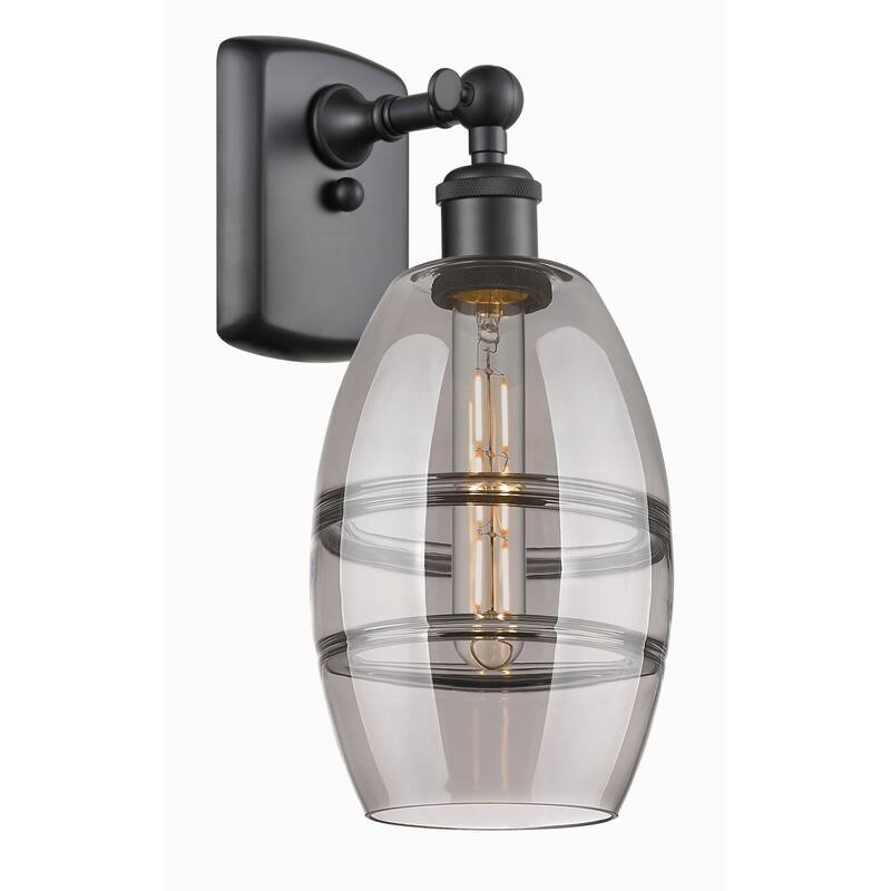 Innovations Lighting 516-1W-10-6 Vaz Sconce Vaz 10" Tall Wall Sconce - Matte Black / Light Smoke