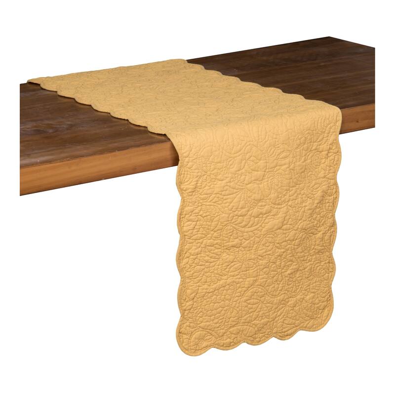 51" x 14" Christiana Honey Floral Reversible Machine Washable Quilt Table Runner - Yellow