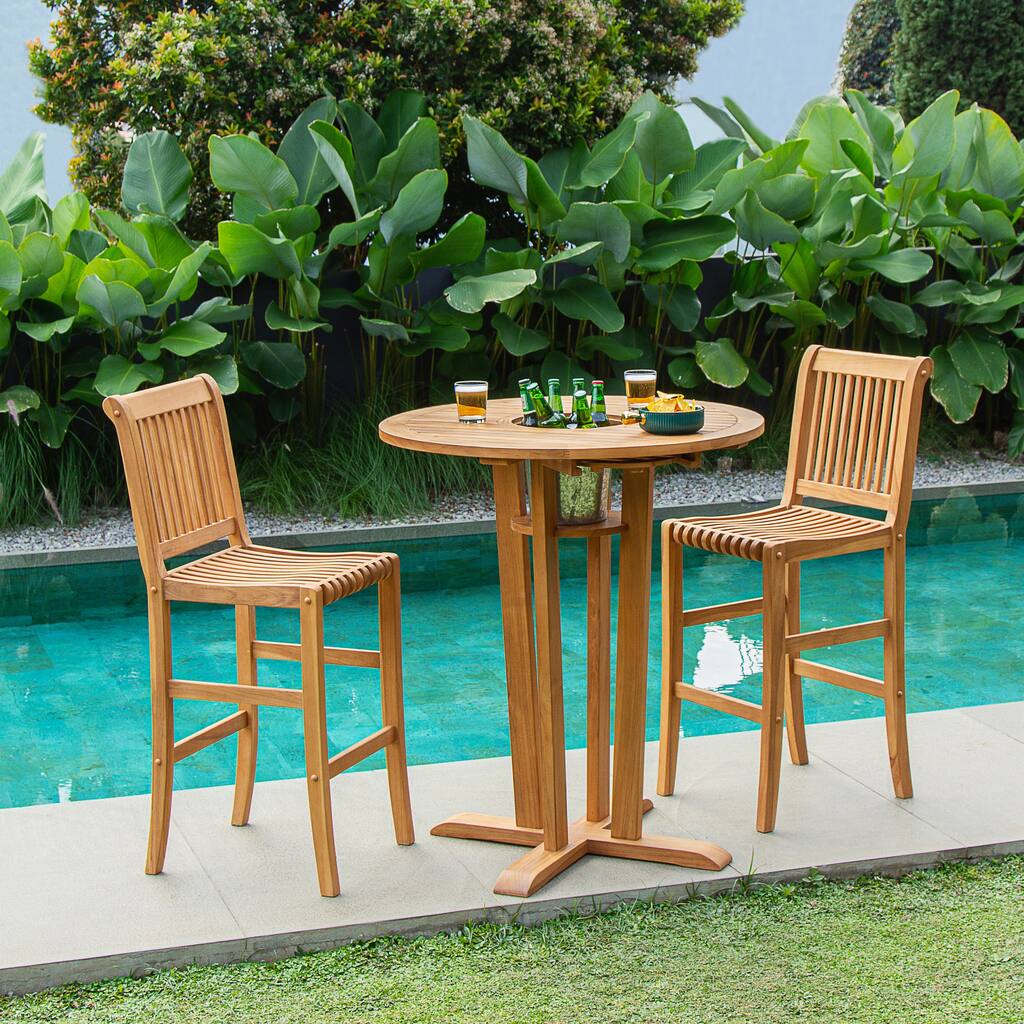 Cambridge Casual Chara Teak 3-piece Outdoor Bar-height Bistro Set