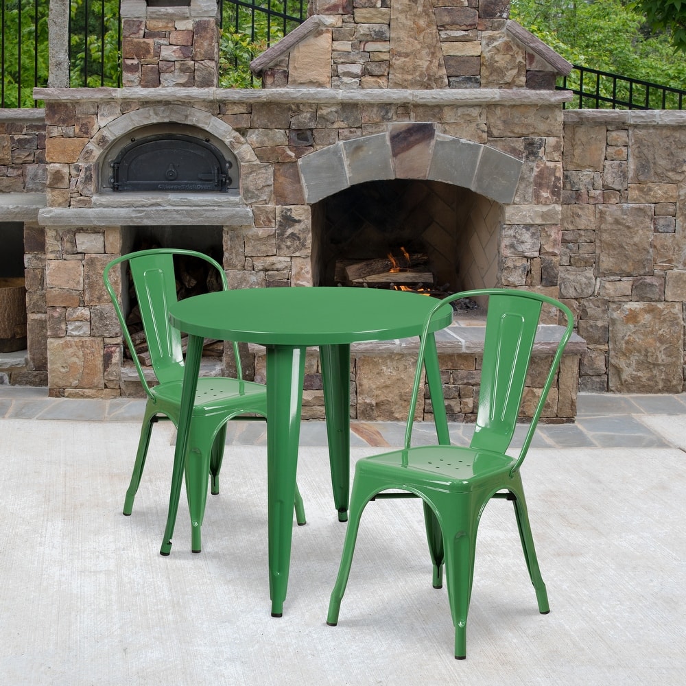 30-inch Round Metal Indoor-Outdoor Table Set
