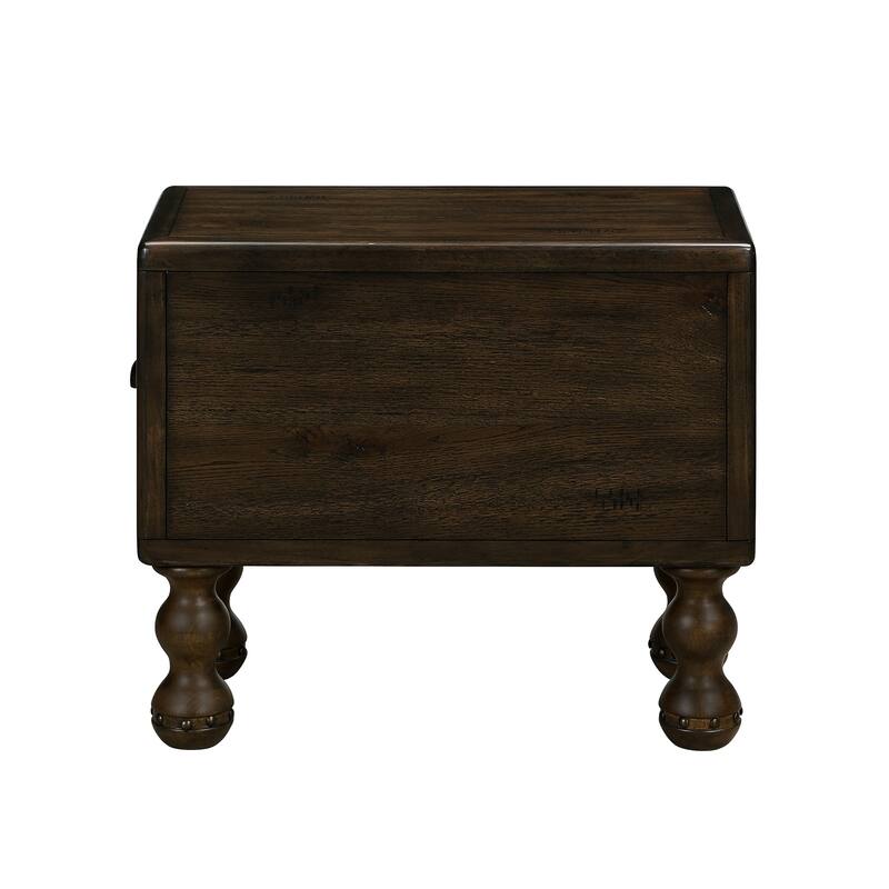 Solid Wood End Table, Rectangle 23.6 inch Narrow Side Table with Drawer, Vintage Bedside