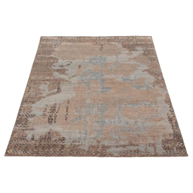 ECARPETGALLERY Hand-knotted Tangier Taupe Silk, Wool Rug - 5'3 x 7'6