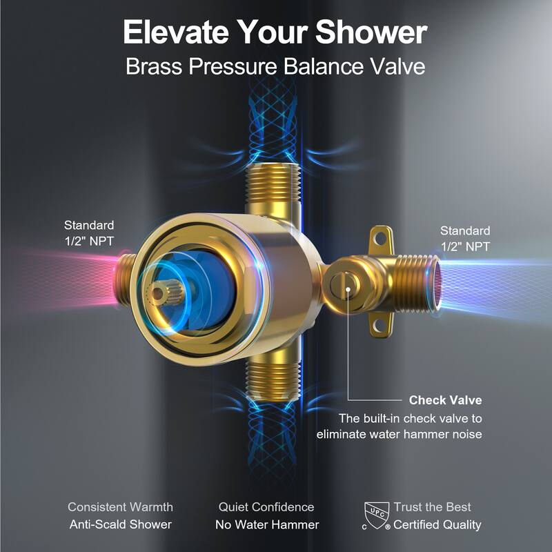GRANDJOY 10" Wall-Mounted Shower Head System and Handheld Shower with Sliding Bar