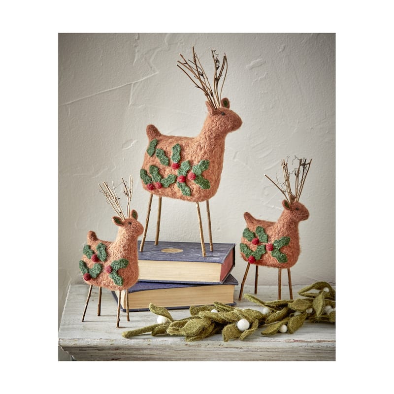 Large Multicolor Reindeer Decor Decorative Animal Figurine Holiday Christmas Decor 13 in H x 6 in L x 2.5 in W