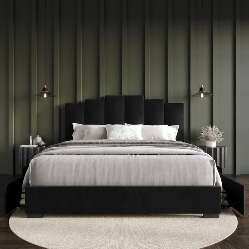 Yuma Upholstered Storage Platform Bed - Black - Queen