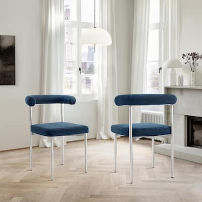 Shannon Upholstered Curved Back Barrel Kitchen Dining Chairs - Set of 2