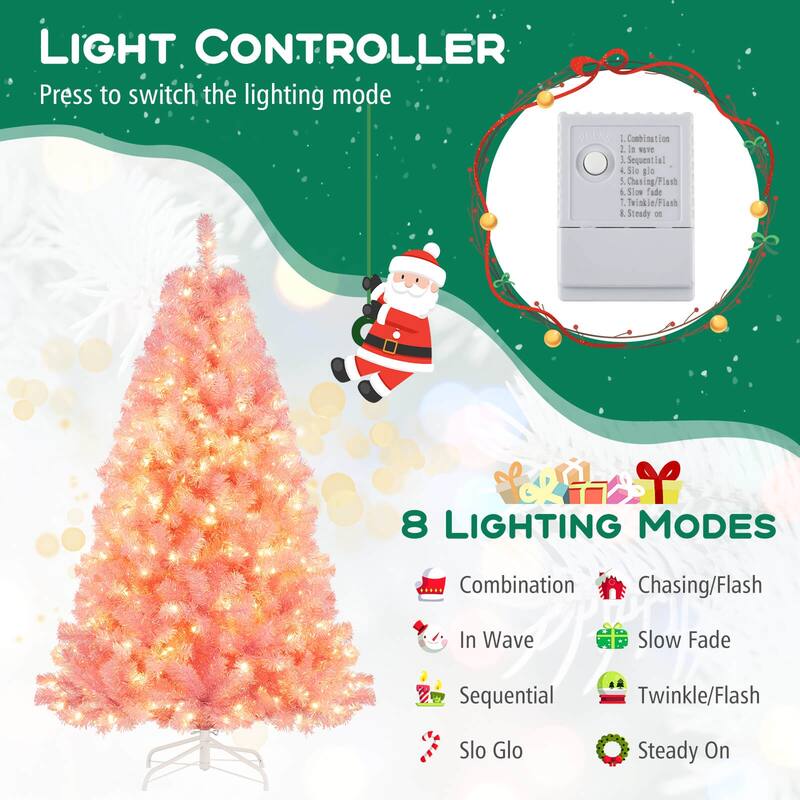 Costway 6.5 FT/7.5 FT Artificial Xmas Tree with 250/550 White LED - See Details