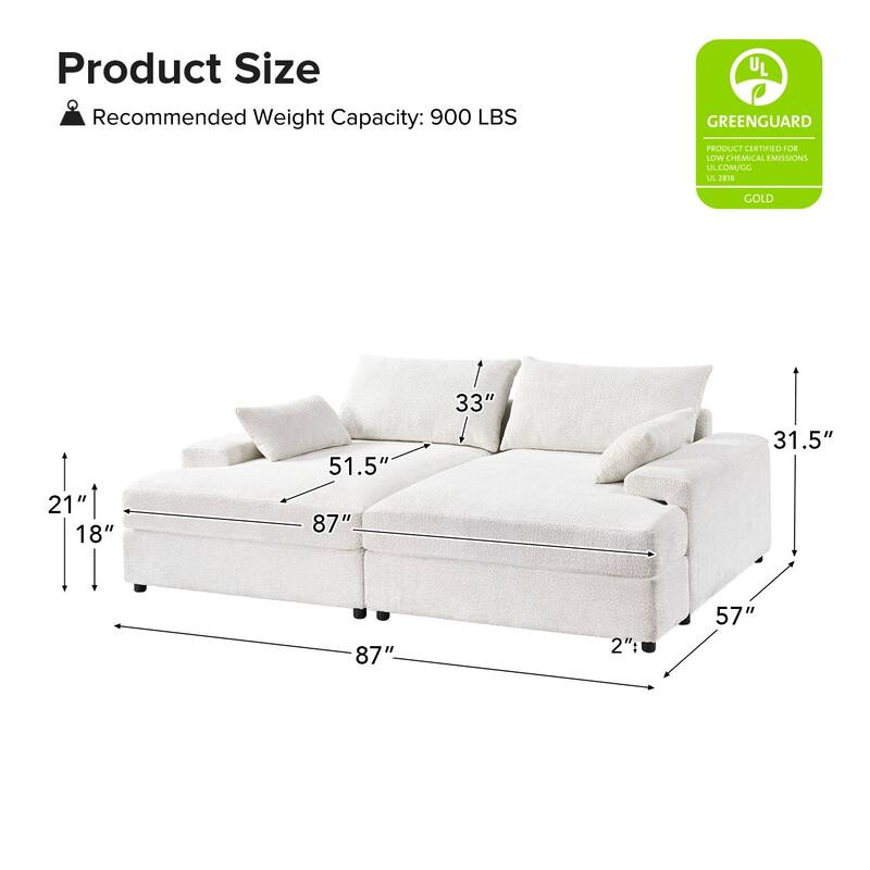 Conradus Modren Oversize 57" Deep Square Arm Sofa by HULALA HOME