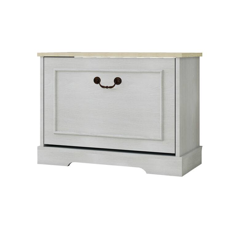 Flip-Drawer Shoe Bench with Adjustable Shelf