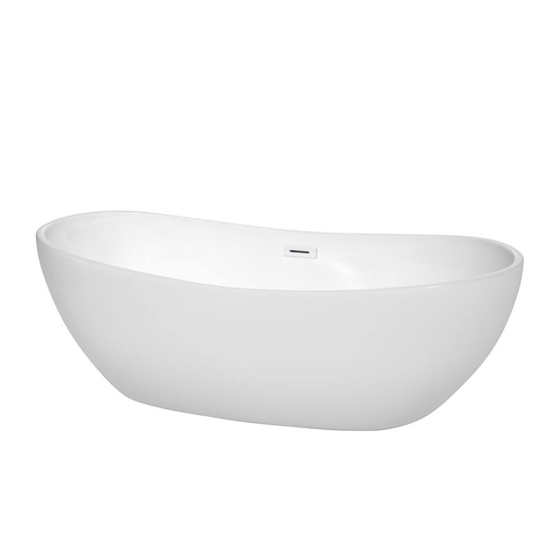 Wyndham Collection Rebecca 70" Free Standing Acrylic Soaking Tub with - White / Shiny White Trim