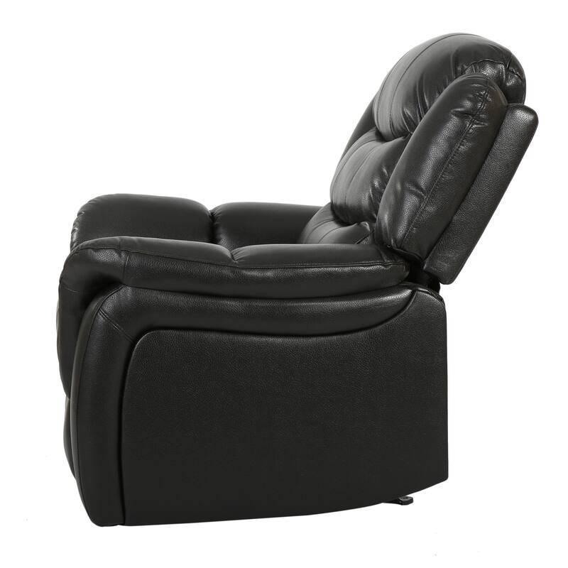 Roomfitters Classic Oversized Glider Recliner Chair with PU Leather Upholstery, Black Berry