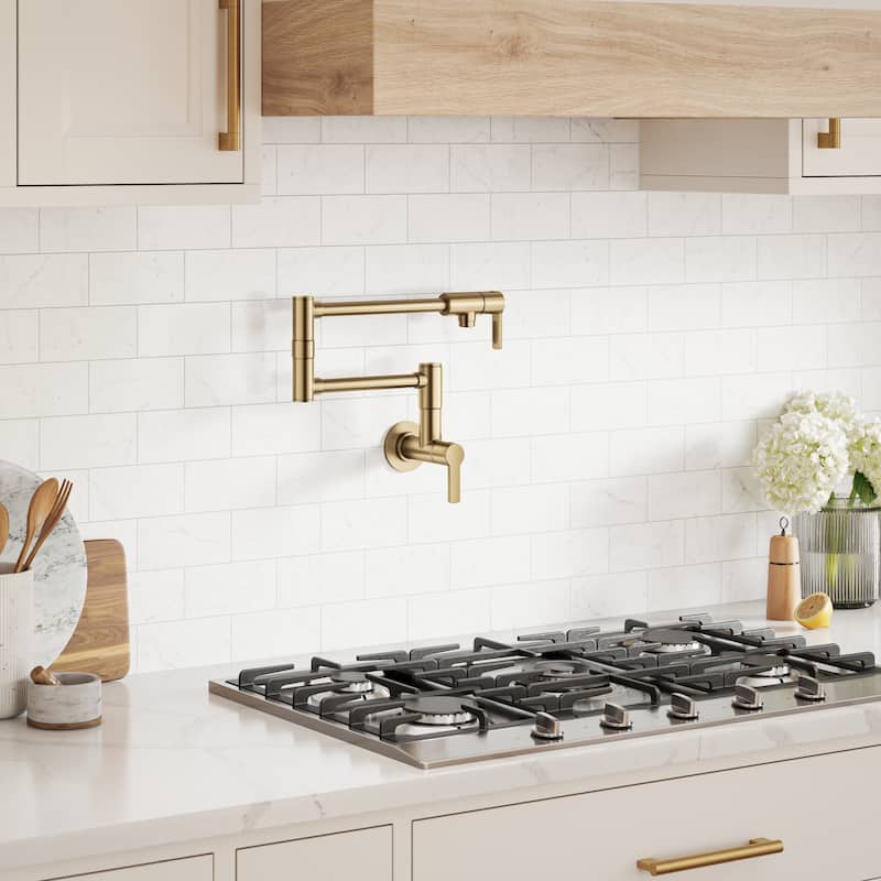 KRAUS Oletto Wall Mount Pot Filler Kitchen Faucet with Retractable Arm