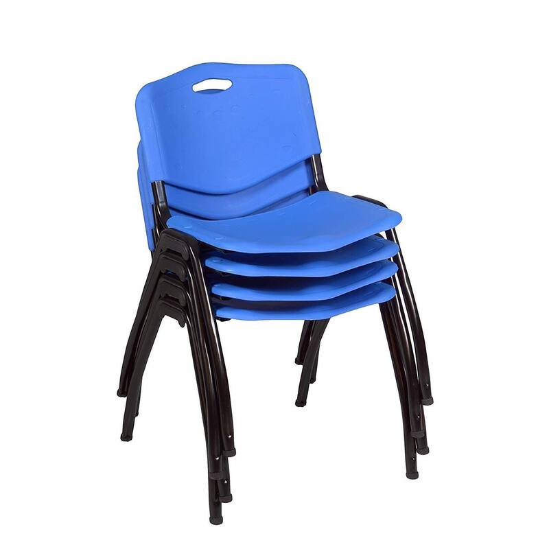60" x 24" Training Table- Cherry & 2 'M' Stack Chairs- Blue
